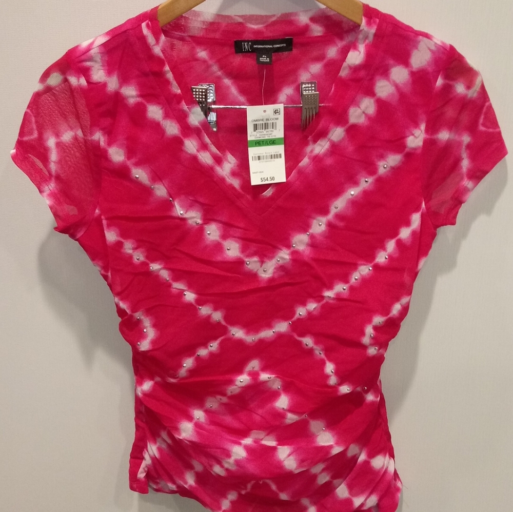 INC Hot Pink chiffon type w/embellishment 2